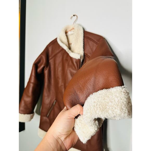 SPLENDID Earhart Brown Faux Leather Aviator Collar Jacket Size Extra Small - Picture 10 of 16